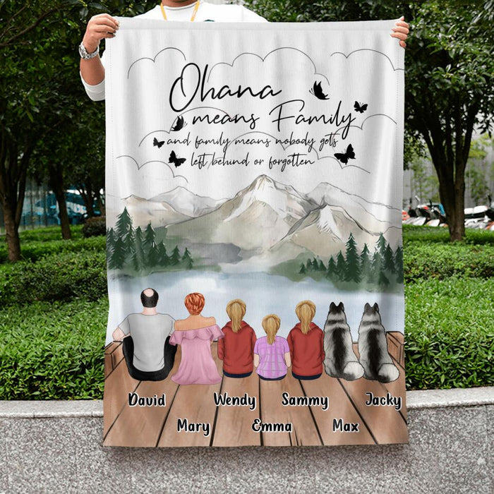 Personalized Family Flag Sign - Up to 4 Pets - Gift Idea for Father's Day/Mother's Day/Family - Ohana Means Family And Family Means Nobody Gets Left Behind Or Forgotten