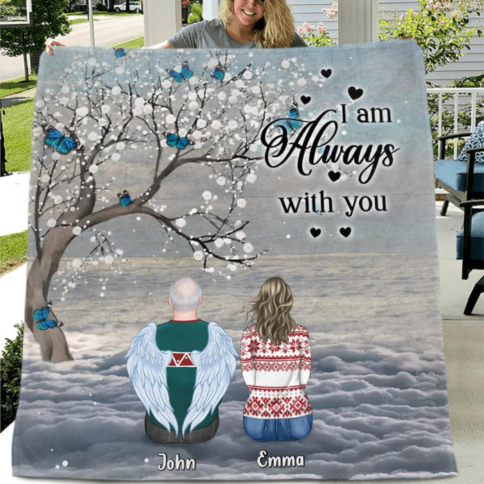 Personalized Memorial Fleece Throw Blanket/Quilt - Memorial Gift Idea For Family - Up to 7 People - I Am Always With You