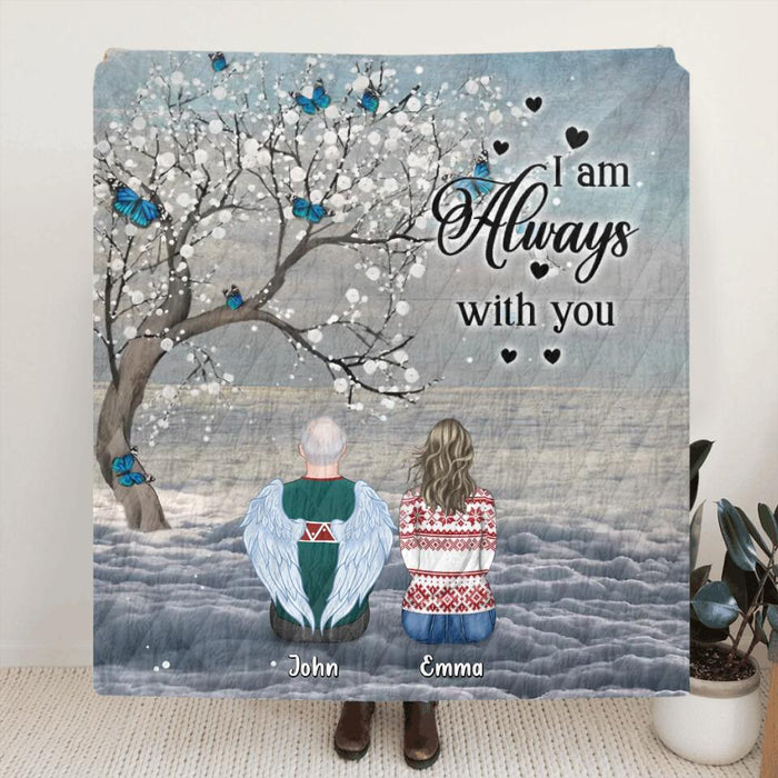 Personalized Memorial Fleece Throw Blanket/Quilt - Memorial Gift Idea For Family - Up to 7 People - I Am Always With You