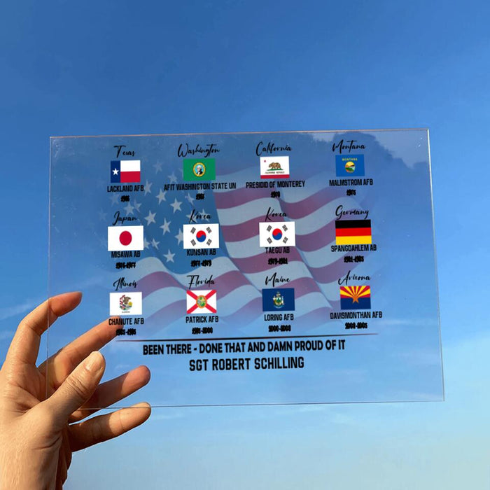 Personalized Veteran Acrylic Plaque - Up to 12 Bases - Gift Idea For Veteran - Been There Done That And Damn Proud Of It