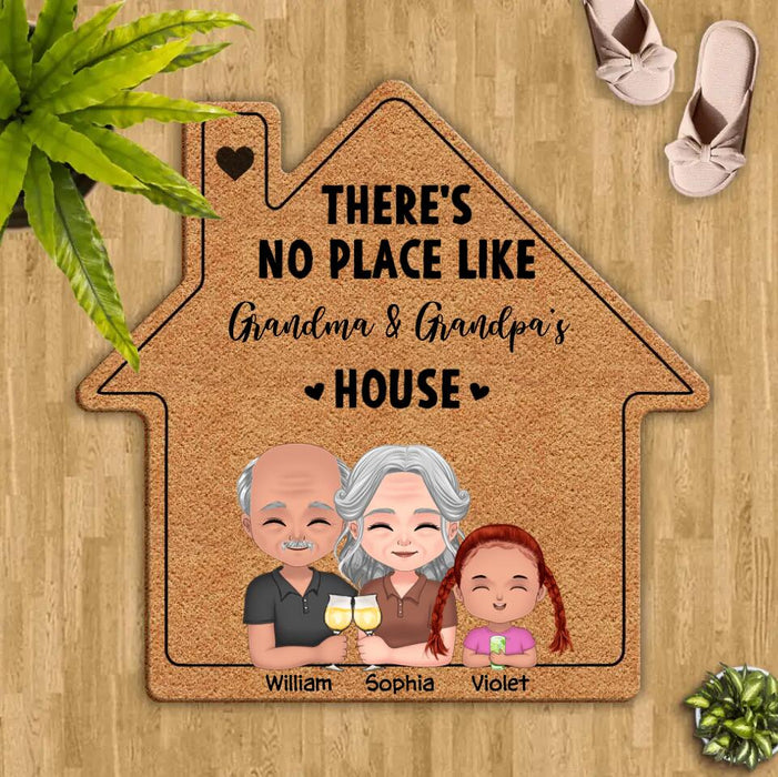 Personalized Grandma & Grandpa's House Shaped Rug - Grandparents With Up to 5 Kids - Gift Idea For Grandparent - There's No Place Like Grandma & Grandpa's House