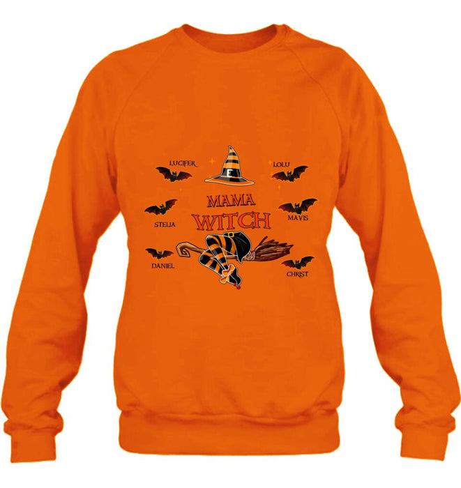 Personalized Halloween T-shirt/Sweatshirt/Hoodie/Long Sleeve - Up to 6 Bats - Best Gift For Halloween, Mother/Grandmother - Mama Witch - 80H9EN