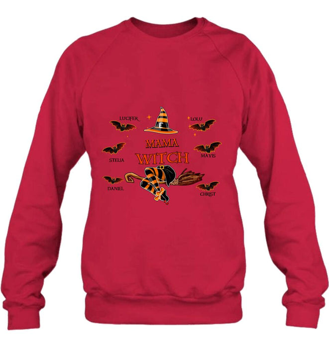 Personalized Halloween T-shirt/Sweatshirt/Hoodie/Long Sleeve - Up to 6 Bats - Best Gift For Halloween, Mother/Grandmother - Mama Witch - 80H9EN