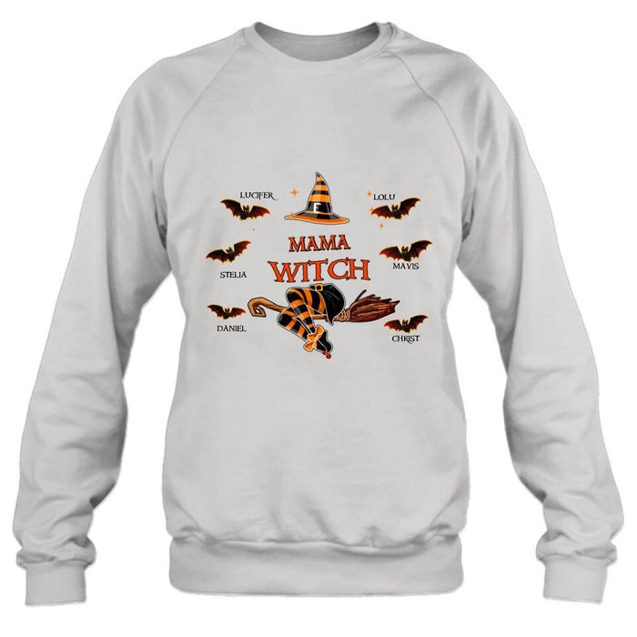 Personalized Halloween T-shirt/Sweatshirt/Hoodie/Long Sleeve - Up to 6 Bats - Best Gift For Halloween, Mother/Grandmother - Mama Witch - 80H9EN