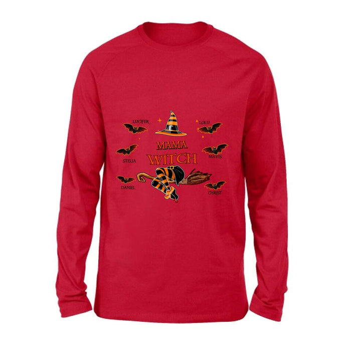 Personalized Halloween T-shirt/Sweatshirt/Hoodie/Long Sleeve - Up to 6 Bats - Best Gift For Halloween, Mother/Grandmother - Mama Witch - 80H9EN