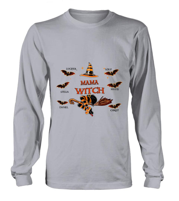 Personalized Halloween T-shirt/Sweatshirt/Hoodie/Long Sleeve - Up to 6 Bats - Best Gift For Halloween, Mother/Grandmother - Mama Witch - 80H9EN