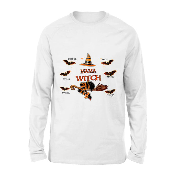 Personalized Halloween T-shirt/Sweatshirt/Hoodie/Long Sleeve - Up to 6 Bats - Best Gift For Halloween, Mother/Grandmother - Mama Witch - 80H9EN