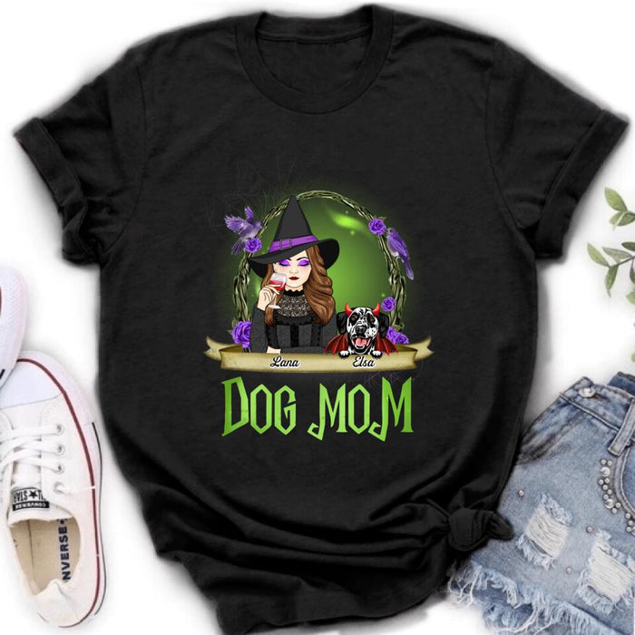 Personalized Dog Mom Witch Shirt/Hoodie - Up to 4 Dogs - Halloween Gift Idea For Dog Lovers - Dog Mom