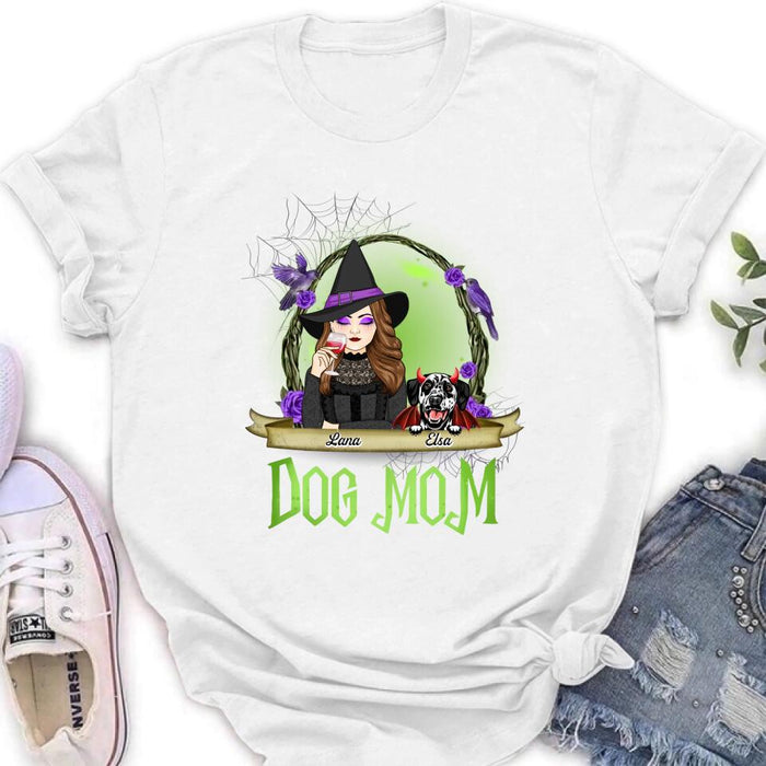 Personalized Dog Mom Witch Shirt/Hoodie - Up to 4 Dogs - Halloween Gift Idea For Dog Lovers - Dog Mom