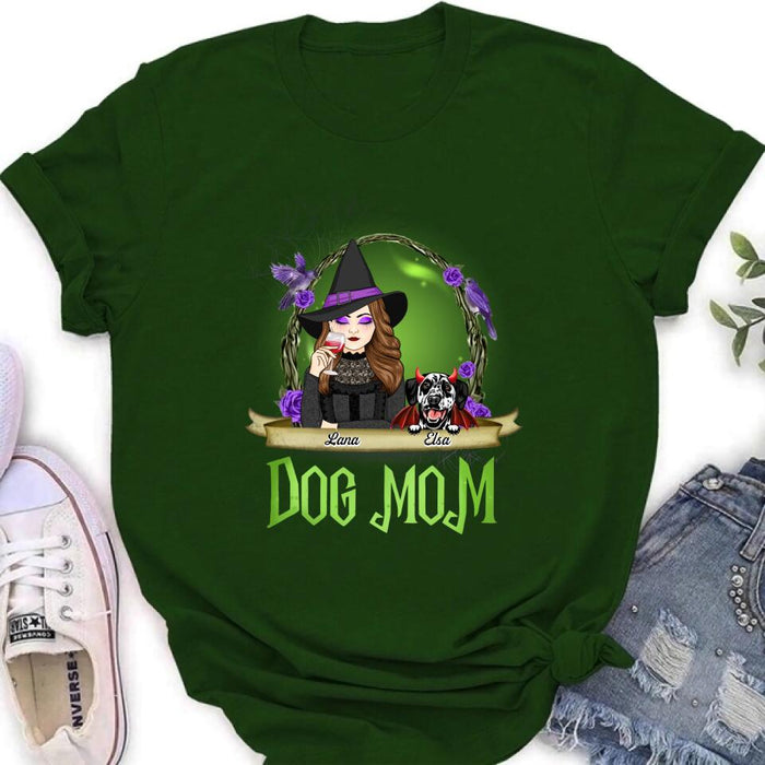 Personalized Dog Mom Witch Shirt/Hoodie - Up to 4 Dogs - Halloween Gift Idea For Dog Lovers - Dog Mom