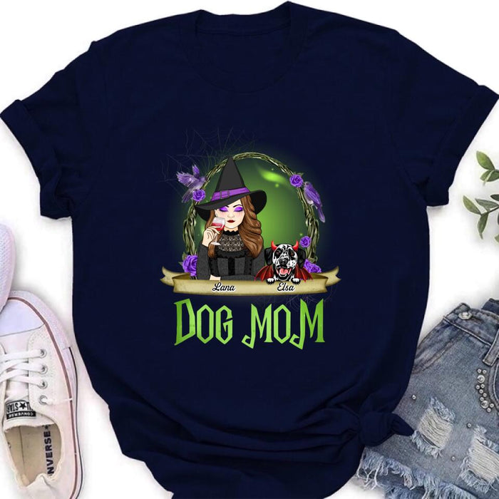 Personalized Dog Mom Witch Shirt/Hoodie - Up to 4 Dogs - Halloween Gift Idea For Dog Lovers - Dog Mom