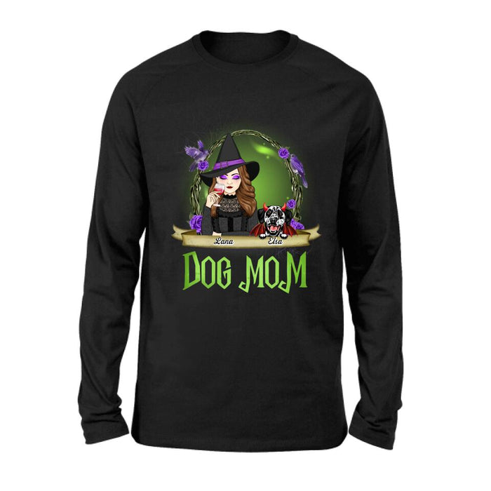 Personalized Dog Mom Witch Shirt/Hoodie - Up to 4 Dogs - Halloween Gift Idea For Dog Lovers - Dog Mom
