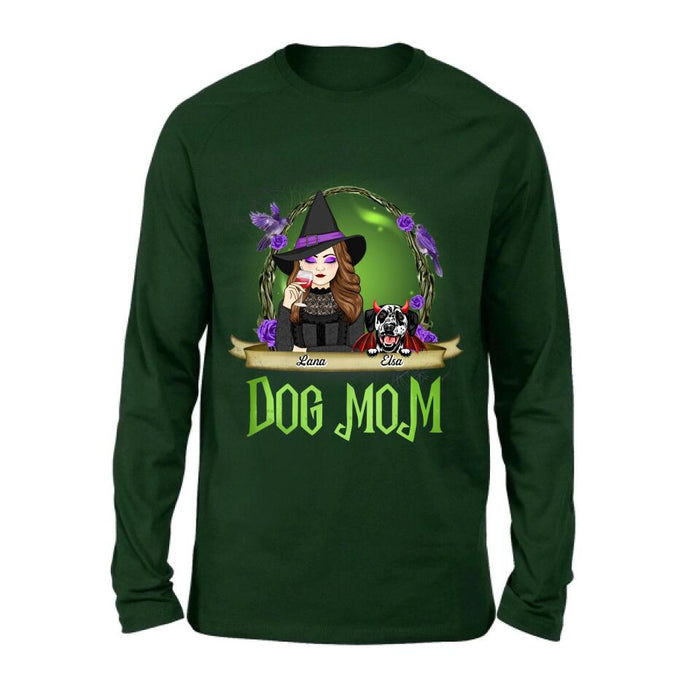 Personalized Dog Mom Witch Shirt/Hoodie - Up to 4 Dogs - Halloween Gift Idea For Dog Lovers - Dog Mom