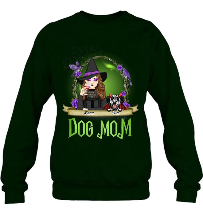 Personalized Dog Mom Witch Shirt/Hoodie - Up to 4 Dogs - Halloween Gift Idea For Dog Lovers - Dog Mom