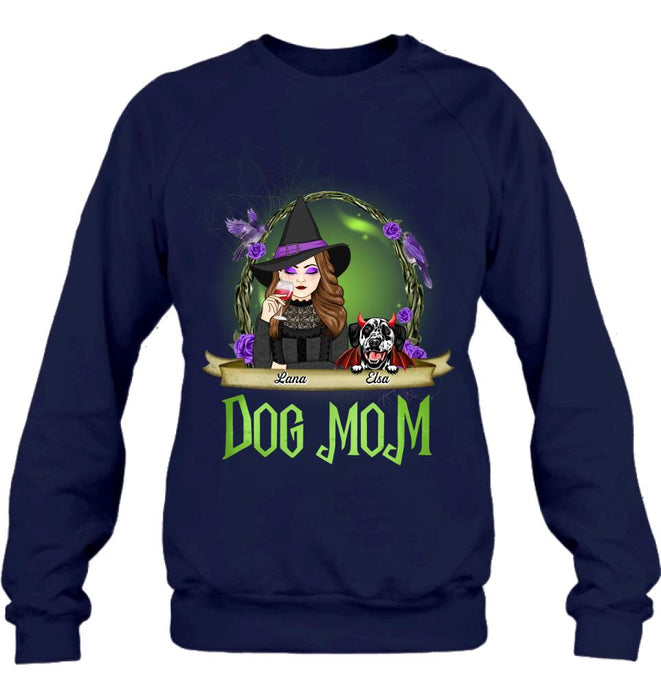 Personalized Dog Mom Witch Shirt/Hoodie - Up to 4 Dogs - Halloween Gift Idea For Dog Lovers - Dog Mom