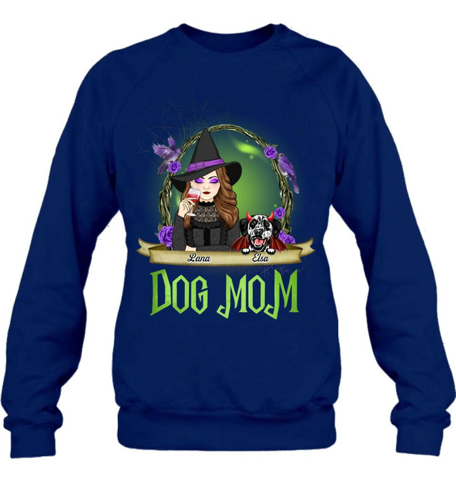 Personalized Dog Mom Witch Shirt/Hoodie - Up to 4 Dogs - Halloween Gift Idea For Dog Lovers - Dog Mom