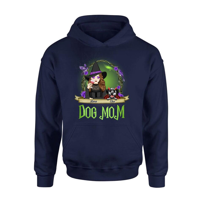 Personalized Dog Mom Witch Shirt/Hoodie - Up to 4 Dogs - Halloween Gift Idea For Dog Lovers - Dog Mom