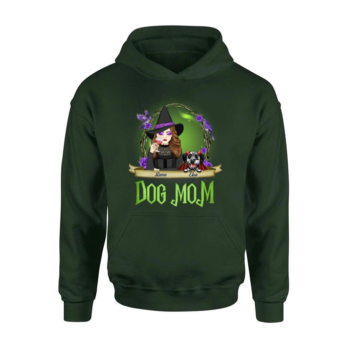 Personalized Dog Mom Witch Shirt/Hoodie - Up to 4 Dogs - Halloween Gift Idea For Dog Lovers - Dog Mom