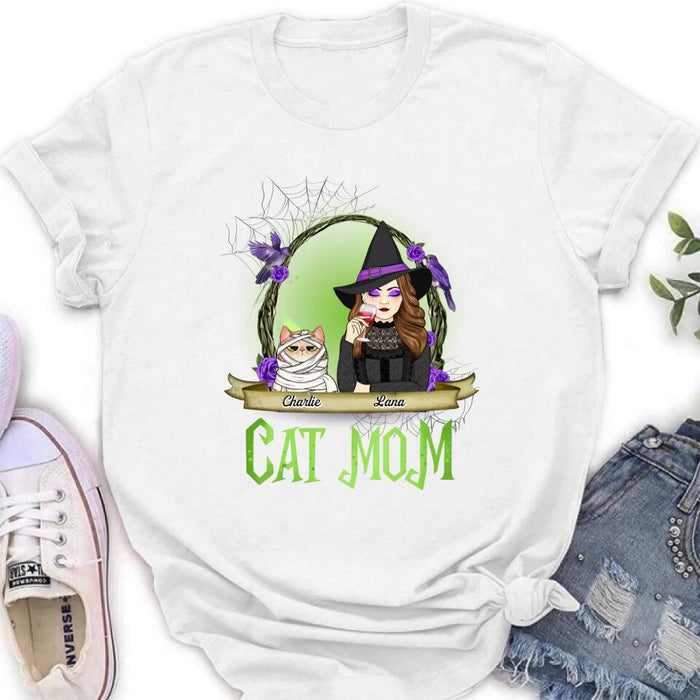 Personalized Cat Mom Witch Shirt/Hoodie - Up to 4 Cats - Halloween Gift Idea For Cat Lovers - Cat Mom