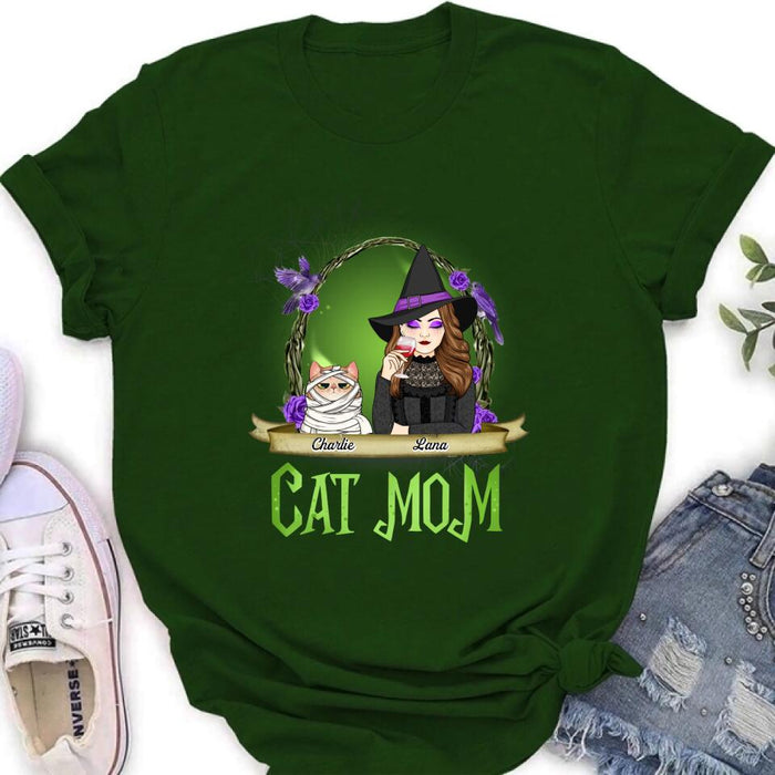 Personalized Cat Mom Witch Shirt/Hoodie - Up to 4 Cats - Halloween Gift Idea For Cat Lovers - Cat Mom