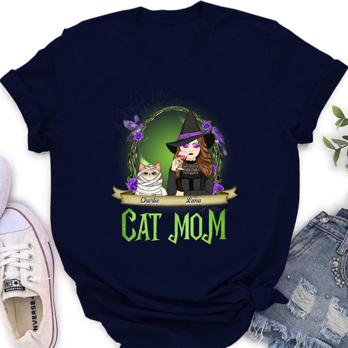Personalized Cat Mom Witch Shirt/Hoodie - Up to 4 Cats - Halloween Gift Idea For Cat Lovers - Cat Mom