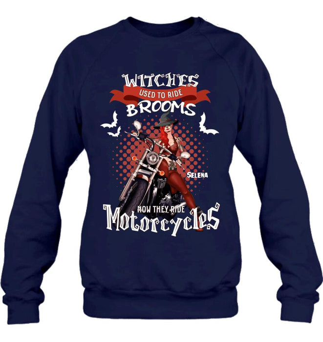 Personalized Biker Shirt/Hoodie - Gift Idea For Halloween - Witches Used To Ride Brooms Now They Ride Motocycles