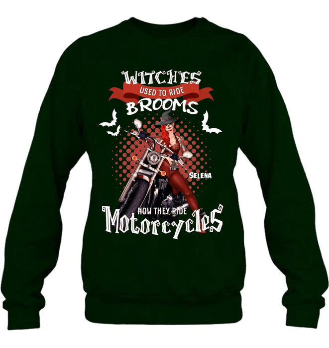 Personalized Biker Shirt/Hoodie - Gift Idea For Halloween - Witches Used To Ride Brooms Now They Ride Motocycles