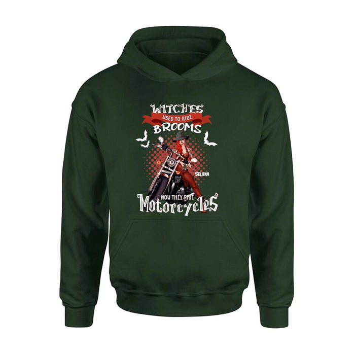 Personalized Biker Shirt/Hoodie - Gift Idea For Halloween - Witches Used To Ride Brooms Now They Ride Motocycles