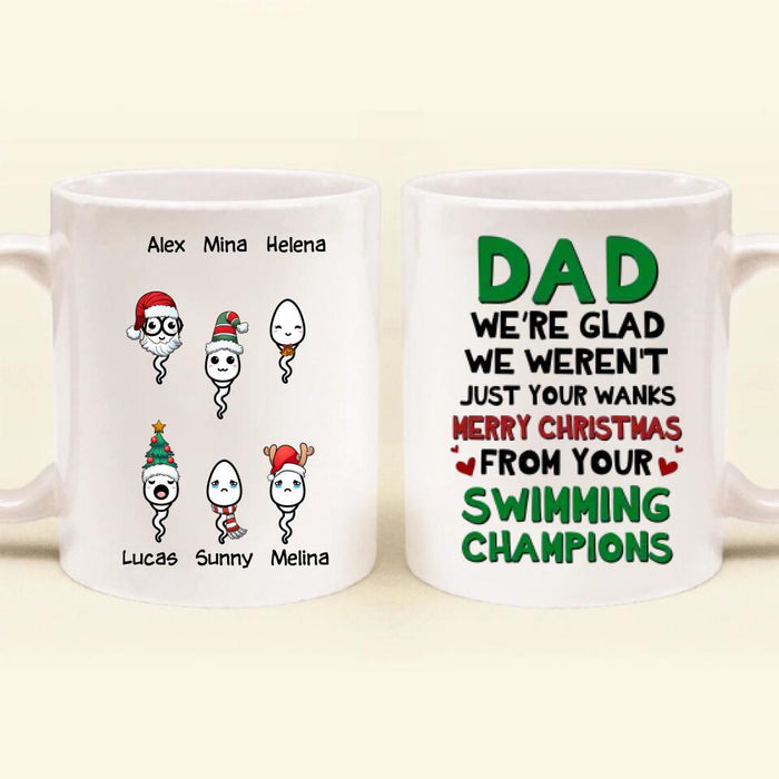 Personalized Xmas Dad Mug - Up to 6 Children - Christmas Gift Idea For Dad - Merry Christmas From Your Swimming Champions