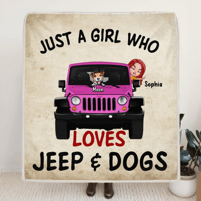 Personalized Dog Mom & Off-road Quilt/Fleece Blanket - Up to 5 Dogs - Best Gift For Dog Lovers/Mother's Day - Just A Girl