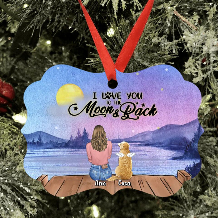 Personalized Dog Mom Ornament - Up to 4 Dogs - Gift Idea For Couple/Dog Lovers - I Love You To The Moon And Back