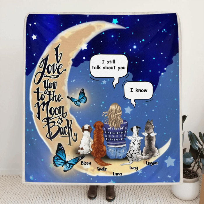 Personalized Memorial Dog Quilt/Fleece Blanket - Up to 4 Dogs - Best Gift For Dog Lover - I Still Talk About You