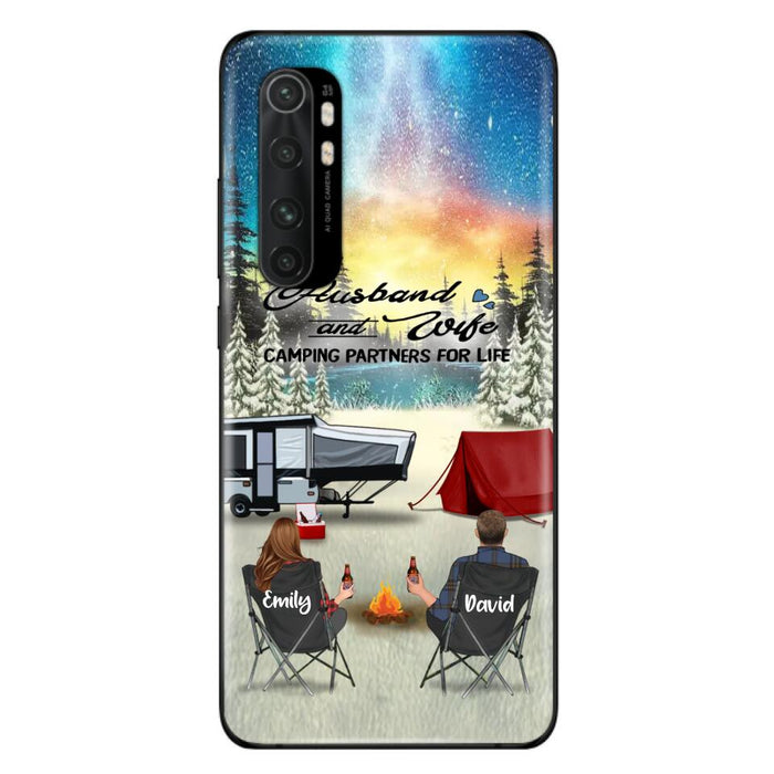 Personalized Camping Xmas Phone Case - Christmas Gift For Camping Family/Couple/Single Parent/Solo - Up to 3 Kids and 4 Pets - Husband And Wife Camping Partners For Life - Case For Xiaomi, Oppo And Huawei