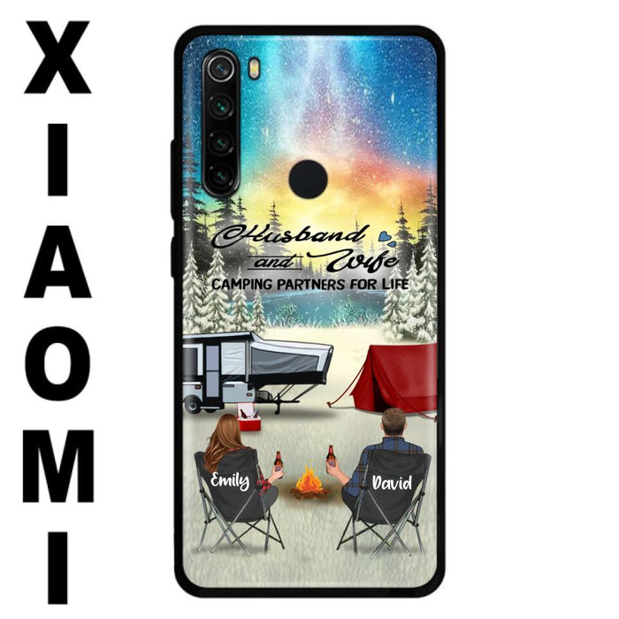 Personalized Camping Xmas Phone Case - Christmas Gift For Camping Family/Couple/Single Parent/Solo - Up to 3 Kids and 4 Pets - Husband And Wife Camping Partners For Life - Case For Xiaomi, Oppo And Huawei
