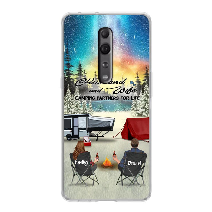 Personalized Camping Xmas Phone Case - Christmas Gift For Camping Family/Couple/Single Parent/Solo - Up to 3 Kids and 4 Pets - Husband And Wife Camping Partners For Life - Case For Xiaomi, Oppo And Huawei