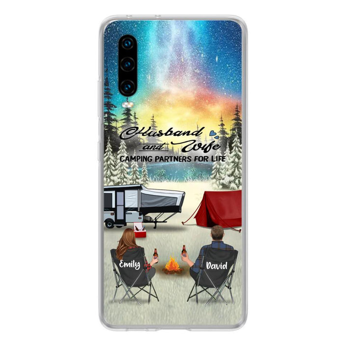 Personalized Camping Xmas Phone Case - Christmas Gift For Camping Family/Couple/Single Parent/Solo - Up to 3 Kids and 4 Pets - Husband And Wife Camping Partners For Life - Case For Xiaomi, Oppo And Huawei