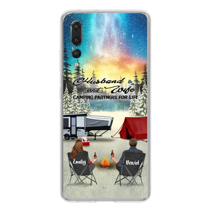 Personalized Camping Xmas Phone Case - Christmas Gift For Camping Family/Couple/Single Parent/Solo - Up to 3 Kids and 4 Pets - Husband And Wife Camping Partners For Life - Case For Xiaomi, Oppo And Huawei