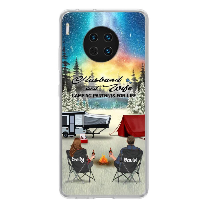 Personalized Camping Xmas Phone Case - Christmas Gift For Camping Family/Couple/Single Parent/Solo - Up to 3 Kids and 4 Pets - Husband And Wife Camping Partners For Life - Case For Xiaomi, Oppo And Huawei