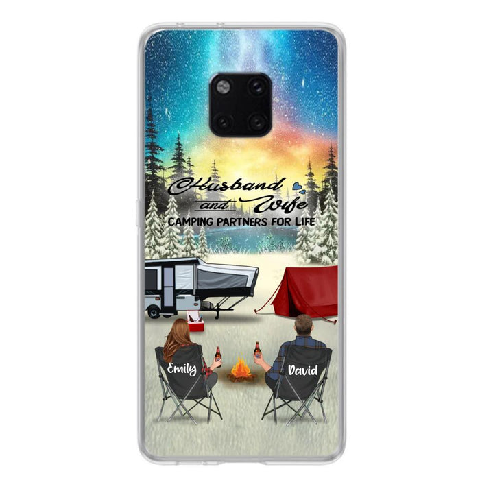 Personalized Camping Xmas Phone Case - Christmas Gift For Camping Family/Couple/Single Parent/Solo - Up to 3 Kids and 4 Pets - Husband And Wife Camping Partners For Life - Case For Xiaomi, Oppo And Huawei