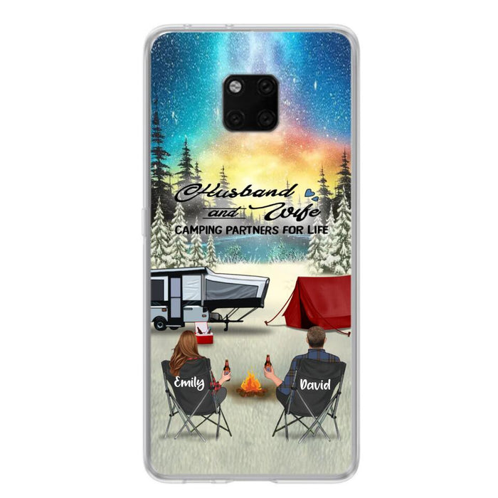 Personalized Camping Xmas Phone Case - Christmas Gift For Camping Family/Couple/Single Parent/Solo - Up to 3 Kids and 4 Pets - Husband And Wife Camping Partners For Life - Case For Xiaomi, Oppo And Huawei