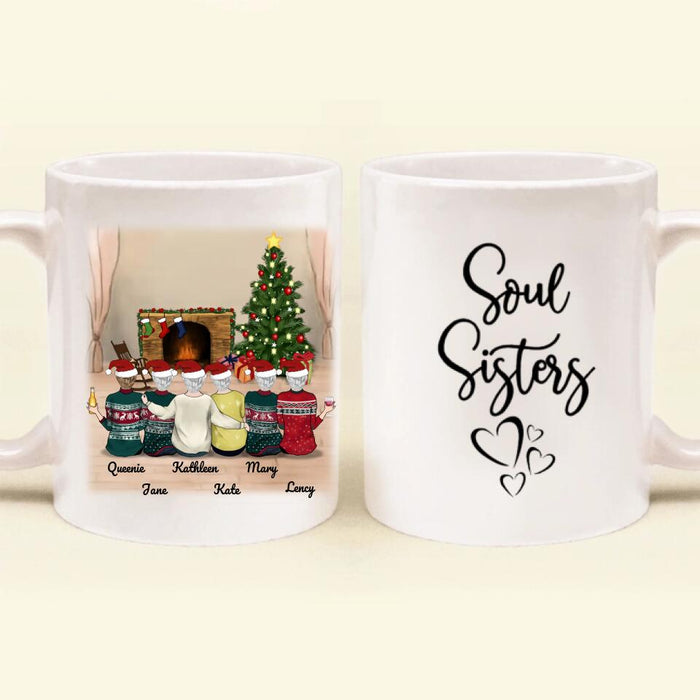 Personalized Best Friends Christmas Gift Coffee Mug - Christmas Gift for Besties - Up to 6 Girls