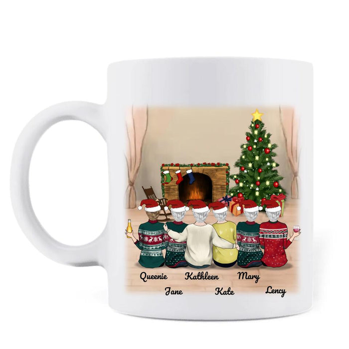 Personalized Best Friends Christmas Gift Coffee Mug - Christmas Gift for Besties - Up to 6 Girls