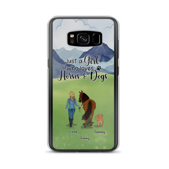 Personalized Horse & Dog Phone Case - Gift Idea For Horse/Dog Lovers With Up To 2 Horses And 4 Dogs - Just A Girl Who Loves Horses & Dogs - Cases For iPhone & Samsung