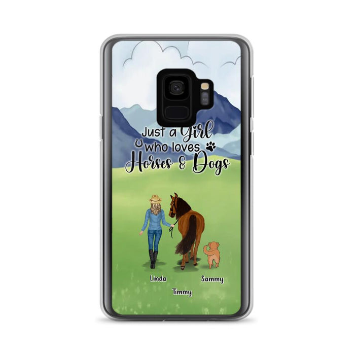 Personalized Horse & Dog Phone Case - Gift Idea For Horse/Dog Lovers With Up To 2 Horses And 4 Dogs - Just A Girl Who Loves Horses & Dogs - Cases For iPhone & Samsung