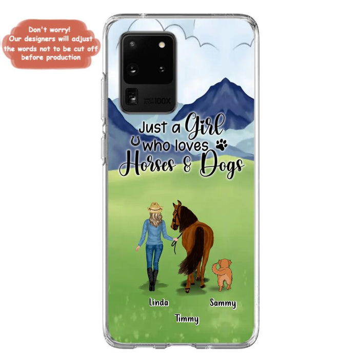 Personalized Horse & Dog Phone Case - Gift Idea For Horse/Dog Lovers With Up To 2 Horses And 4 Dogs - Just A Girl Who Loves Horses & Dogs - Cases For iPhone & Samsung