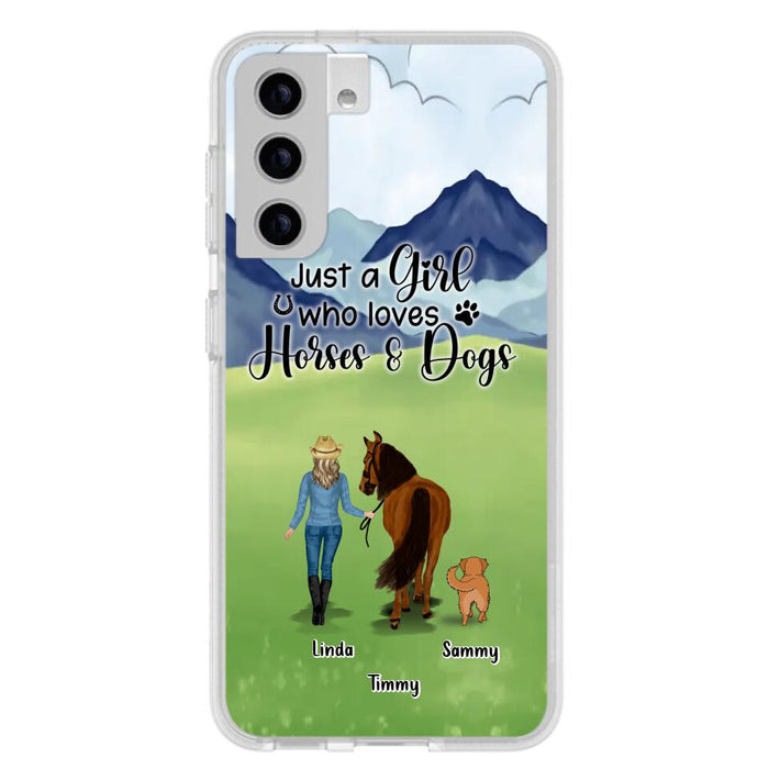 Personalized Horse & Dog Phone Case - Gift Idea For Horse/Dog Lovers With Up To 2 Horses And 4 Dogs - Just A Girl Who Loves Horses & Dogs - Cases For iPhone & Samsung