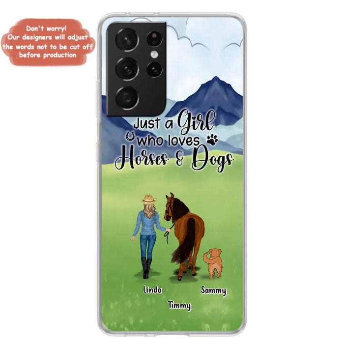 Personalized Horse & Dog Phone Case - Gift Idea For Horse/Dog Lovers With Up To 2 Horses And 4 Dogs - Just A Girl Who Loves Horses & Dogs - Cases For iPhone & Samsung