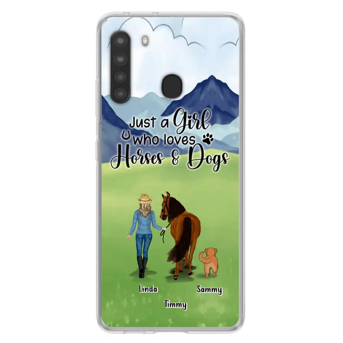 Personalized Horse & Dog Phone Case - Gift Idea For Horse/Dog Lovers With Up To 2 Horses And 4 Dogs - Just A Girl Who Loves Horses & Dogs - Cases For iPhone & Samsung