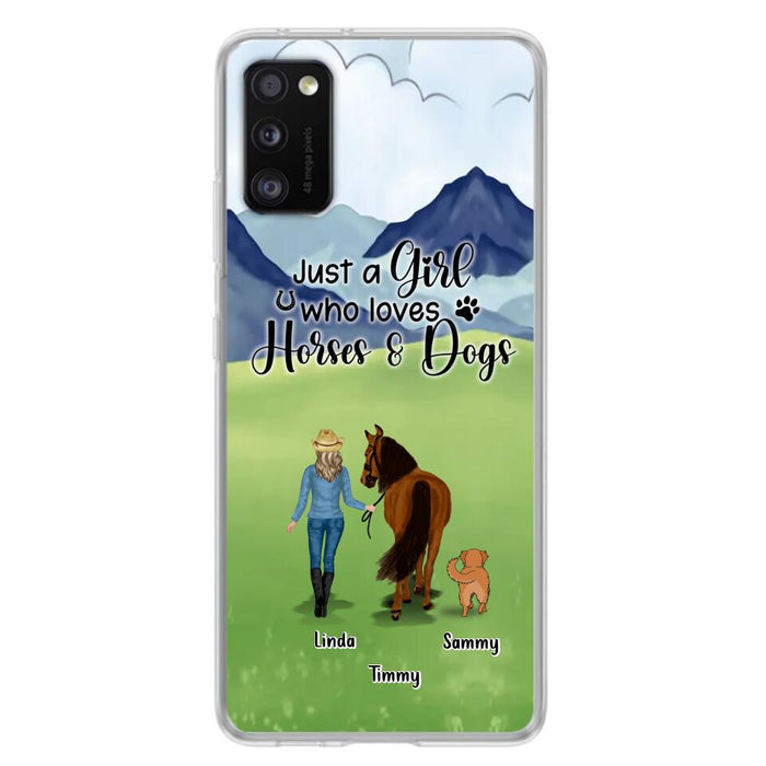 Personalized Horse & Dog Phone Case - Gift Idea For Horse/Dog Lovers With Up To 2 Horses And 4 Dogs - Just A Girl Who Loves Horses & Dogs - Cases For iPhone & Samsung