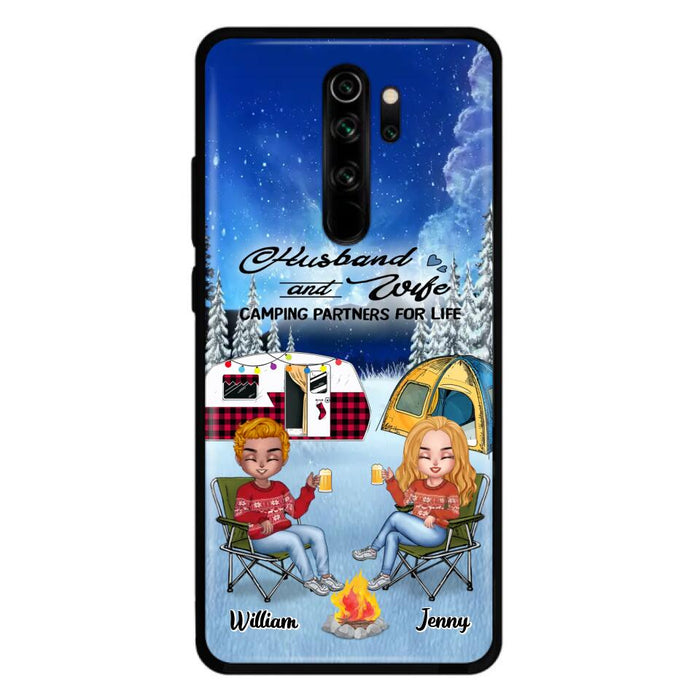 Personalized Camping Couple Xmas Phone Case - Christmas Gift For Couple/Camping Lover/Dog Lover - Up to 4 Dogs - Husband And Wife Camping Partners For Life - Case For Xiaomi, Oppo And Huawei